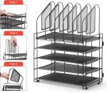 Lavatino Desk Organizers with File Sorter, 5-Tier Mesh Desk File Organizer with 5 Vertical File Holders, Multifunction Desktop Organizer, Desk Organizers and Accessories for Home Office - Image 5